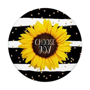 Choose Joy Sunflower Black and White Stripes and Polka Dots PopSockets PopGrip: Swappable Grip for Phones & Tablets