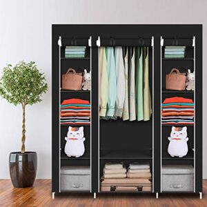 gototop 69" portable clothes closet wardrobe storage organizer with non-woven fabric 12 shelves, quick and easy to assemble,58"x 17" x 68.7"