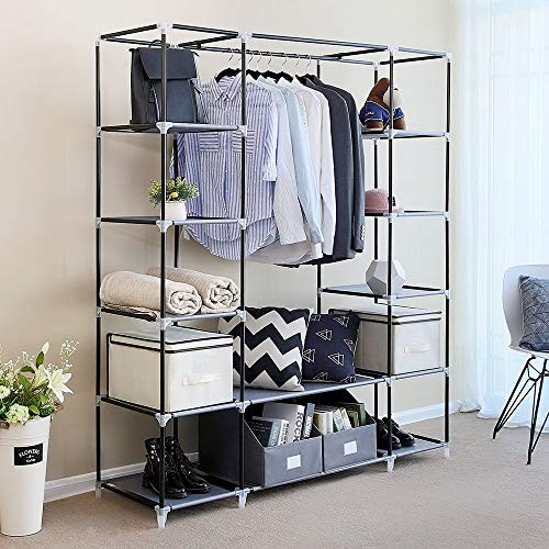 GOTOTOP 69" Portable Clothes Closet Wardrobe Storage Organizer with Non-Woven Fabric 12 Shelves, Quick and Easy to Assemble,58"x 17" x 68.7"