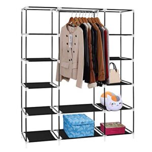 GOTOTOP 69" Portable Clothes Closet Wardrobe Storage Organizer with Non-Woven Fabric 12 Shelves, Quick and Easy to Assemble,58"x 17" x 68.7"