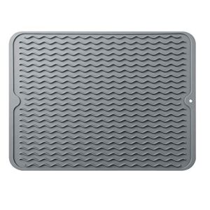 limnuo silicone dish drying mat easy clean dishwasher,non-slip (m(16"×12"), gray)