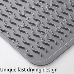 LIMNUO Silicone Dish Drying Mat Easy Clean Dishwasher,Non-Slip (M(16"×12"), Gray)