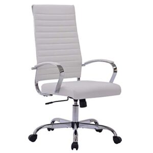 sidanli white computer chair, modern desk chair conference chairs with faux leather