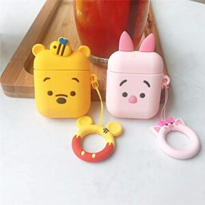 TEMTOOE Silicone Case Cute Cover Compatible for Apple Airpods 1,2[Cartoon Series](Winnie/Piglet)