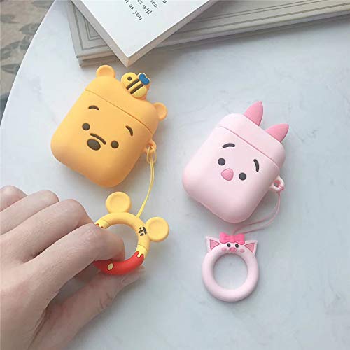 TEMTOOE Silicone Case Cute Cover Compatible for Apple Airpods 1,2[Cartoon Series](Winnie/Piglet)