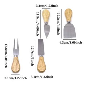 Honbay 4PCS Set Travel Stainless Steel Cheese Knives Cheese Slicers Cheese Cutters Cheese Knives with Wood Handle for Cheese Butter Formaggio (4.7 Inch)