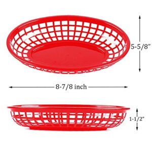 Kingrol 50 Pack Oval Fast Food Baskets, Plastic Storage Basket Bin for Home, Office, School, Picnic