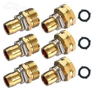 twinkle star garden hose repair connector with clamps, male and female garden hose fittings, 3 set