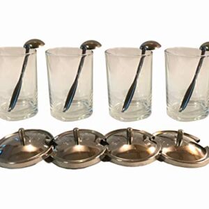 Condiment Holder, Condiment Tray, 4 Condiment Jar and 4 Small Spoons for Condiments. A Quality Condiment Server, Topping Dispenser, Seasoning Box for Table. Asian Dinnerware Style Condiment Set