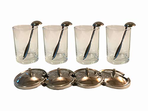 Condiment Holder, Condiment Tray, 4 Condiment Jar and 4 Small Spoons for Condiments. A Quality Condiment Server, Topping Dispenser, Seasoning Box for Table. Asian Dinnerware Style Condiment Set