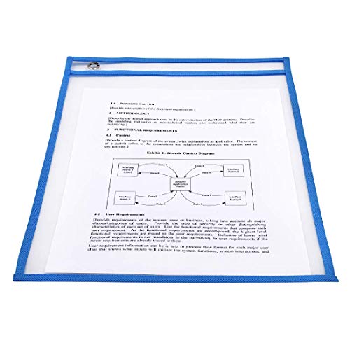 PDX Reading Specialist Dry Erase Pocket Sleeves - 6 Assorted Colors - Oversized Plastic Sheet Protectors - Bonus 6 Magnetic Whiteboard Erasers, 1 Book Ring - Great for Teachers, School, Home & Office