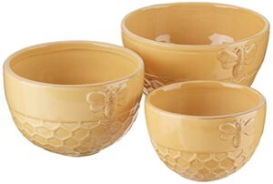 boston international jc17149 ceramic nesting bowls, 3 sizes, honeycomb