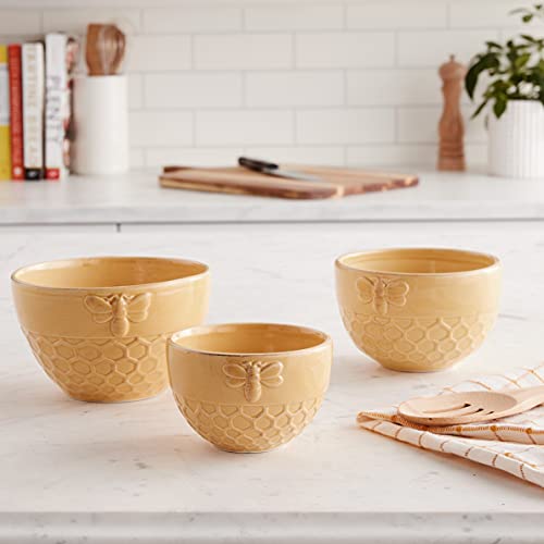Boston International JC17149 Ceramic Nesting Bowls, 3 Sizes, Honeycomb