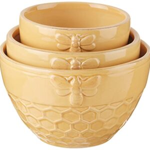 Boston International JC17149 Ceramic Nesting Bowls, 3 Sizes, Honeycomb