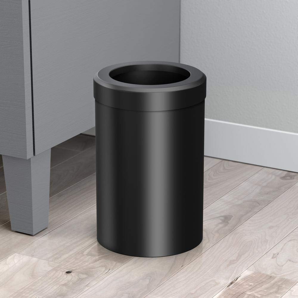 Gatco 1912 Modern Round Stainless Steel Waste Basket,2.9gallons, Matte Black