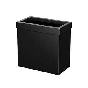 gatco 1918, modern rectangle waste basket, matte black / 11.25" h open top stainless steel trash can with removable lid, 12 liter capacity