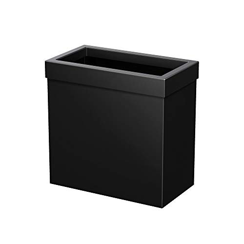 Gatco 1918, Modern Rectangle Waste Basket, Matte Black / 11.25" H Open Top Stainless Steel Trash Can with Removable Lid, 12 Liter Capacity