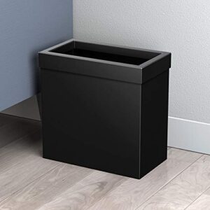 Gatco 1918, Modern Rectangle Waste Basket, Matte Black / 11.25" H Open Top Stainless Steel Trash Can with Removable Lid, 12 Liter Capacity