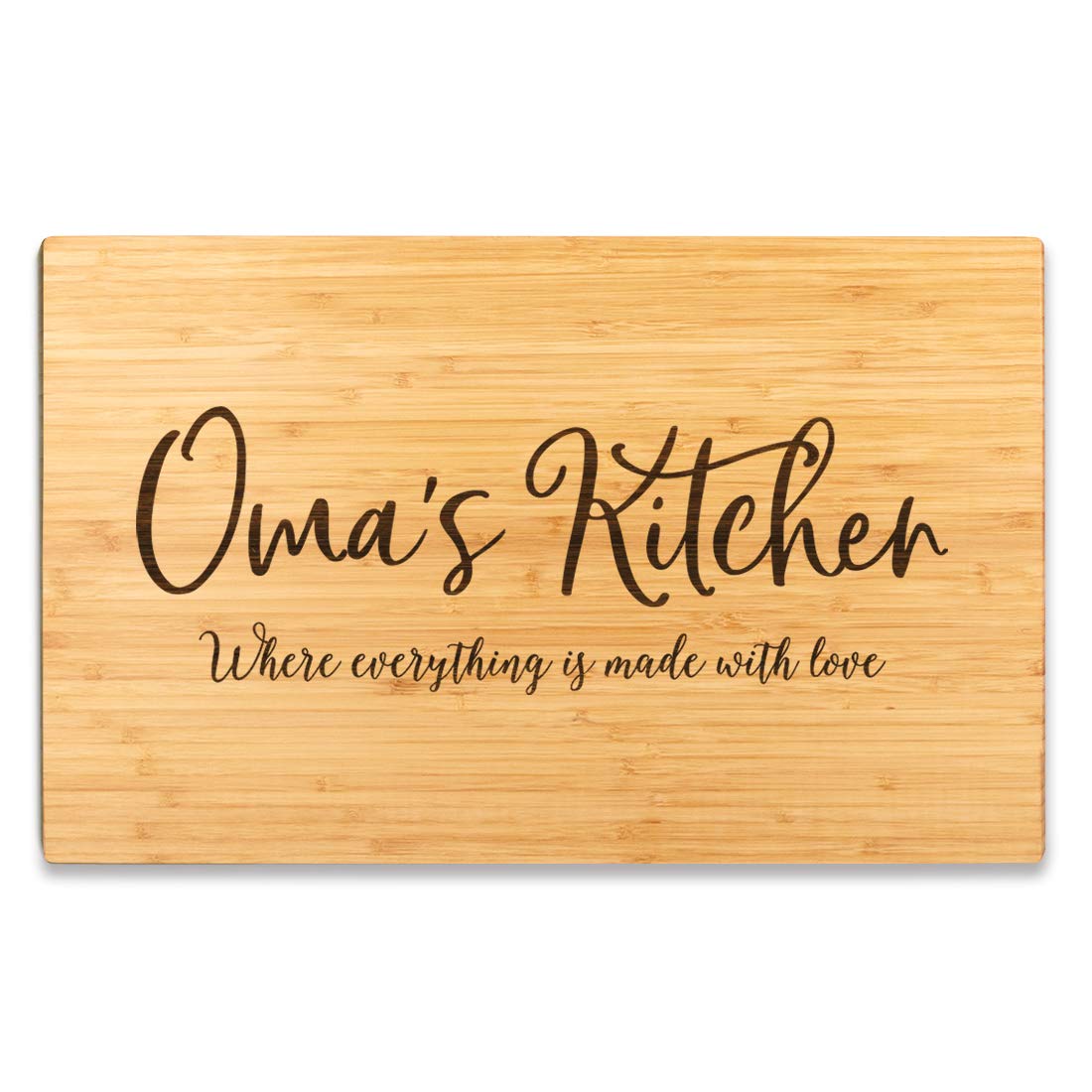 Andaz Press Large Bamboo Wood Cutting Board Gift, 17.75 x 11-inch, Oma's Kitchen Where Everything is Made With Love, 1-Pack, Engraved Serving Chopping Board Christmas Birthday Chef Kitchen Ideas