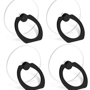 ARASO Transparent Cellphone Ring Stand Holder - 360 Degree Rotation Cell Phone Ring Holder Finger Grip for iPhone Xs, Ga;axy S9 Plus Note 9 (Round Black 4Pcs)