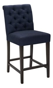 amazon brand – stone & beam carson tufted high-back upholstered counter-height kitchen stool, 41"h, navy blue