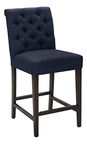 Amazon Brand – Stone & Beam Carson Tufted High-Back Upholstered Counter-Height Kitchen Stool, 41"H, Navy Blue