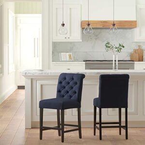 Amazon Brand – Stone & Beam Carson Tufted High-Back Upholstered Counter-Height Kitchen Stool, 41"H, Navy Blue