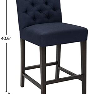 Amazon Brand – Stone & Beam Carson Tufted High-Back Upholstered Counter-Height Kitchen Stool, 41"H, Navy Blue