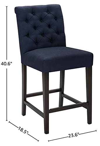 Amazon Brand – Stone & Beam Carson Tufted High-Back Upholstered Counter-Height Kitchen Stool, 41"H, Navy Blue