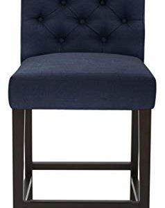 Amazon Brand – Stone & Beam Carson Tufted High-Back Upholstered Counter-Height Kitchen Stool, 41"H, Navy Blue