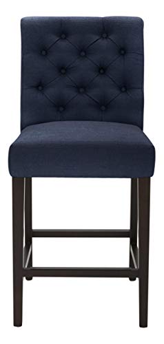 Amazon Brand – Stone & Beam Carson Tufted High-Back Upholstered Counter-Height Kitchen Stool, 41"H, Navy Blue