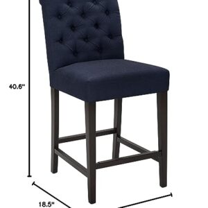 Amazon Brand – Stone & Beam Carson Tufted High-Back Upholstered Counter-Height Kitchen Stool, 41"H, Navy Blue