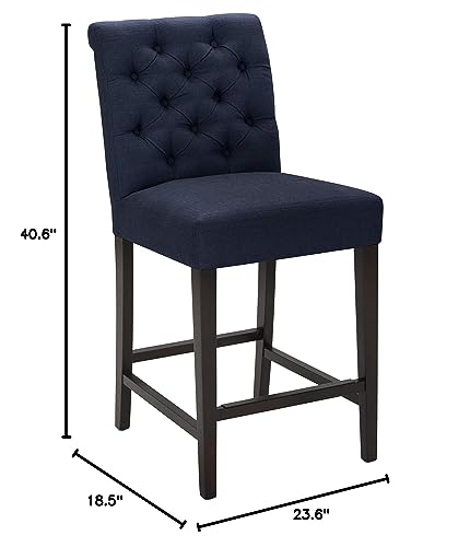 Amazon Brand – Stone & Beam Carson Tufted High-Back Upholstered Counter-Height Kitchen Stool, 41"H, Navy Blue