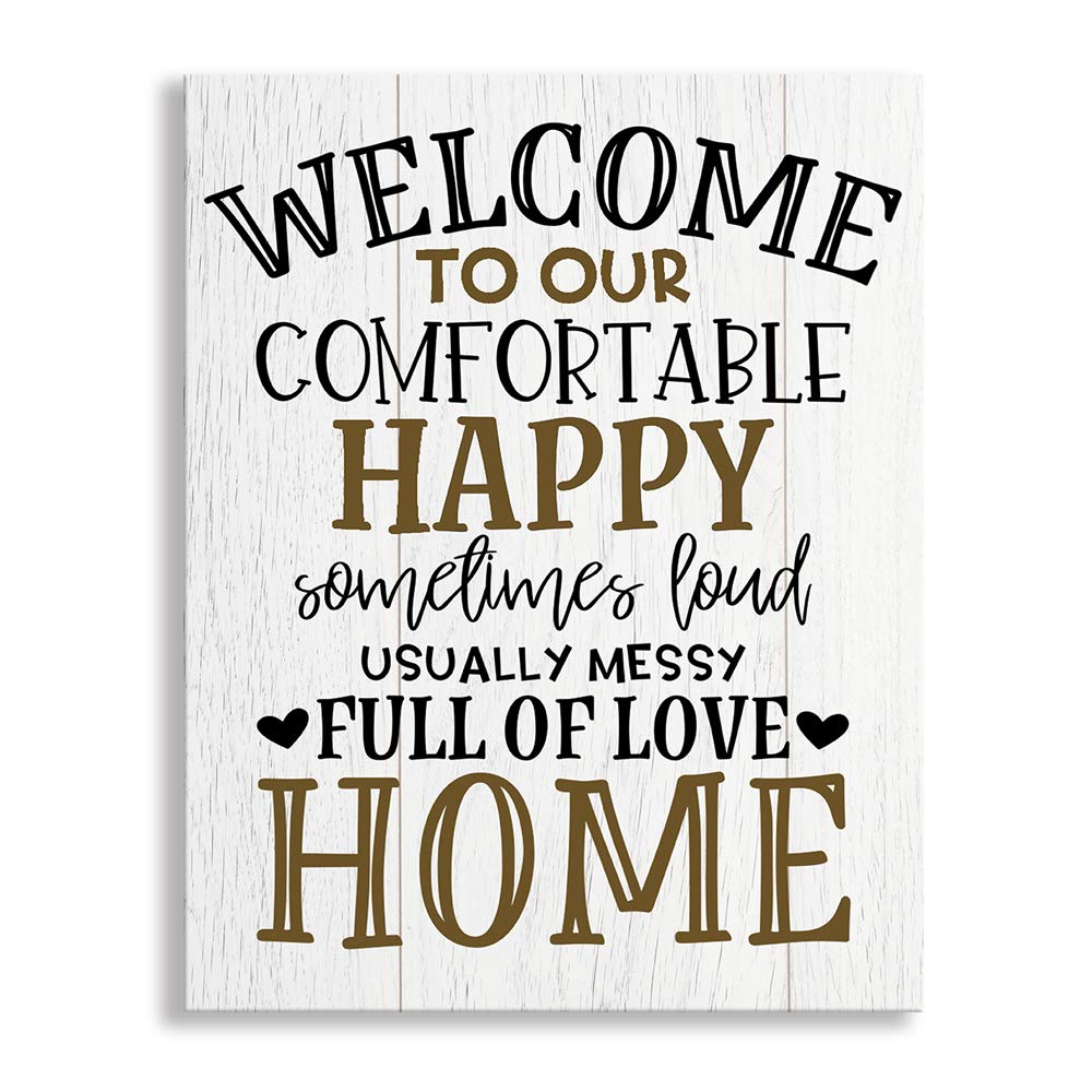 Kas Home Vintage Welcome Canvas Wall Art | Farmhouse Rustic Funny Family Prints Decorative Signs Framed | Wood Background Living Room Porch Wall Decor (15 x 12 inch, Welcome - 02)