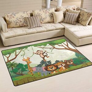 alaza animal jungle monkey tiger giraffe lion elephant non slip door mat 2' x 3', modern floor mats for living room bedroom dinning room home decor