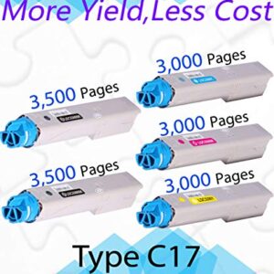 (5-Pack, 2X BK+C+M+Y) Compatible OKI C330 Type C17 Toner Cartridge Used for Okidata 44469801 Black 44469703 Cyan 44469701 Yellow 44469702 Magenta C310dn C330 C530 C531d MC562 Printer, by EasyPrint