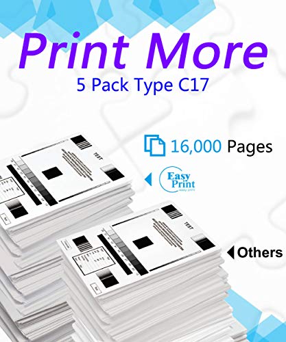 (5-Pack, 2X BK+C+M+Y) Compatible OKI C330 Type C17 Toner Cartridge Used for Okidata 44469801 Black 44469703 Cyan 44469701 Yellow 44469702 Magenta C310dn C330 C530 C531d MC562 Printer, by EasyPrint