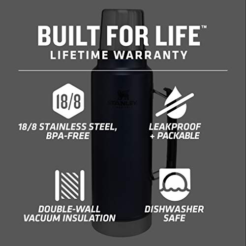 Stanley Classic Vacuum Insulated Wide Mouth Bottle, Nightfall - BPA-Free 18/8 Stainless Steel Thermos for Cold & Hot Beverages – Keeps Liquid Hot or Cold for Up to 24 Hours – Lifetime Warranty