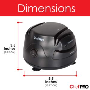 3-In-1 ELECTRIC KNIFE SHARPENER SYSTEM by ChefPRO, Great for Kitchen and Sport Knives, Scissors, Screwdrivers, 2-Stage Sharpening System Appliance, Compact Quick, Easy Design, Retractable Cord, Black