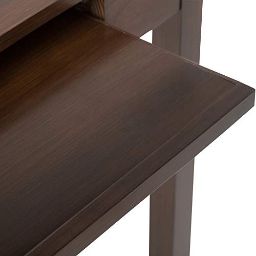 SIMPLIHOME Cosmopolitan SOLID WOOD Contemporary Modern 42 inch Wide Home Office Desk, Writing Table, Workstation, Study Table Furniture in Russet Brown