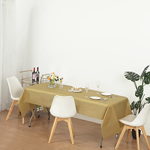 Evershine (12-Pack Heavy Duty Plastic Table Covers Tablecloth (Reusable) (Rectangle 54" X 108", Gold)