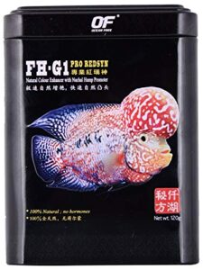 ocean free fh-g1 pro redsyn flowerhorn fish food, 120 g (medium (4mm))