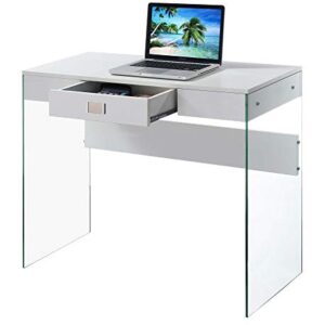 Convenience Concepts SoHo 1 Drawer Glass 36 inch Desk, White