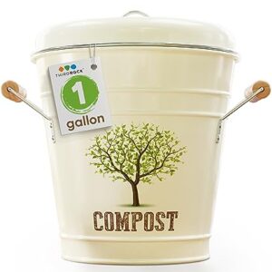 Third Rock Compost Bin Kitchen – 1.0 Gallon Countertop Compost Bin with Lid – Kitchen Compost Bin Countertop – Indoor Compost Bin Kitchen Counter Includes Inner Compost Bucket Liner - Indoor Composter