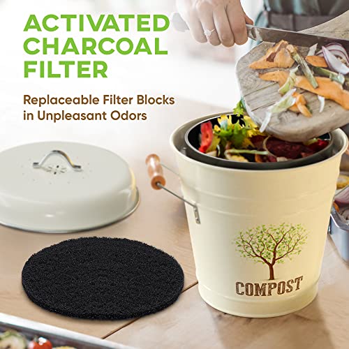 Third Rock Compost Bin Kitchen – 1.0 Gallon Countertop Compost Bin with Lid – Kitchen Compost Bin Countertop – Indoor Compost Bin Kitchen Counter Includes Inner Compost Bucket Liner - Indoor Composter