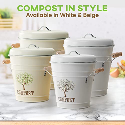 Third Rock Compost Bin Kitchen – 1.0 Gallon Countertop Compost Bin with Lid – Kitchen Compost Bin Countertop – Indoor Compost Bin Kitchen Counter Includes Inner Compost Bucket Liner - Indoor Composter