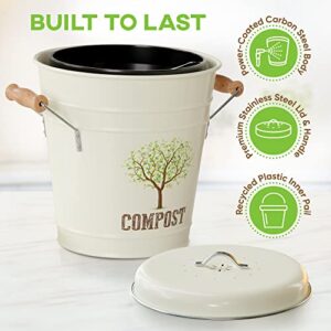 Third Rock Compost Bin Kitchen – 1.0 Gallon Countertop Compost Bin with Lid – Kitchen Compost Bin Countertop – Indoor Compost Bin Kitchen Counter Includes Inner Compost Bucket Liner - Indoor Composter