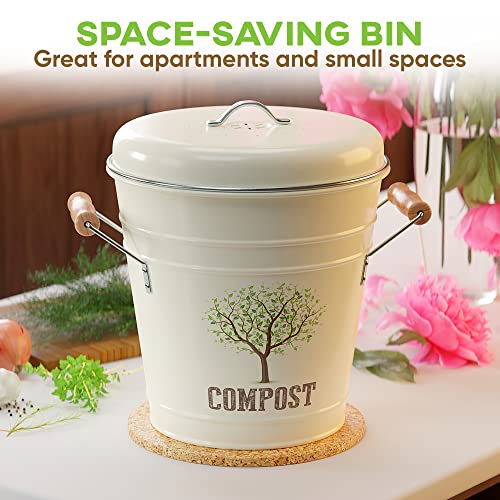 Third Rock Compost Bin Kitchen – 1.0 Gallon Countertop Compost Bin with Lid – Kitchen Compost Bin Countertop – Indoor Compost Bin Kitchen Counter Includes Inner Compost Bucket Liner - Indoor Composter