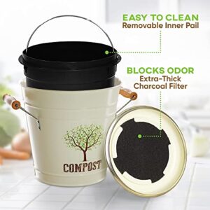 Third Rock Compost Bin Kitchen – 1.0 Gallon Countertop Compost Bin with Lid – Kitchen Compost Bin Countertop – Indoor Compost Bin Kitchen Counter Includes Inner Compost Bucket Liner - Indoor Composter