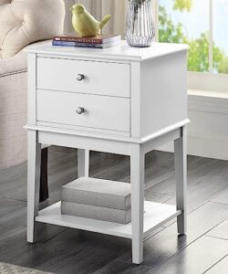 woodeem white nightstand with drawers tall 28", modern large end table living room, wooden bed side tables for bedrooms